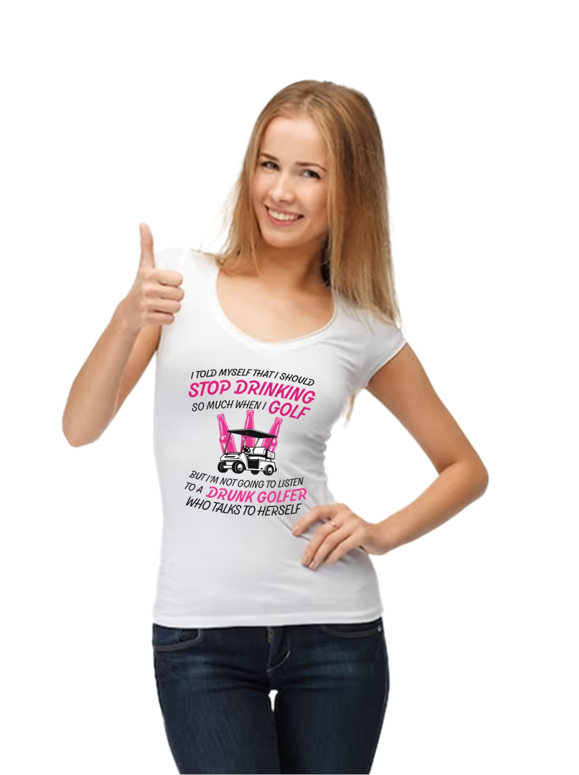 Ladies Drunk Golfer T-Shirts - Front Design