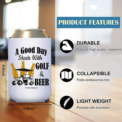 A Good Day Starts with Golf and Beer - Funny Golf Can Coolers