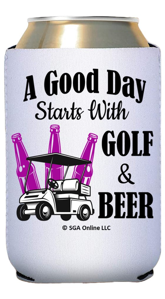 A Good Day Starts with Golf and Beer - Funny Golf Can Coolers