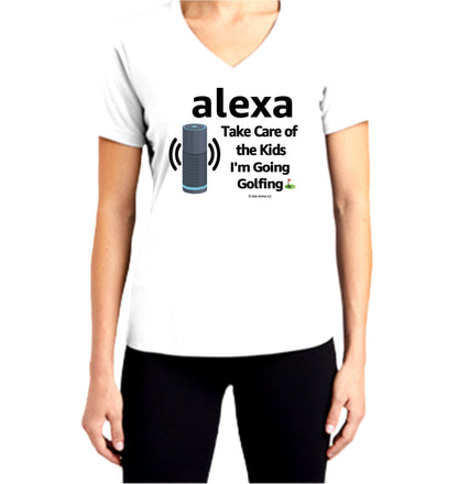 Alexa take care of the kids funny golf shirt for women