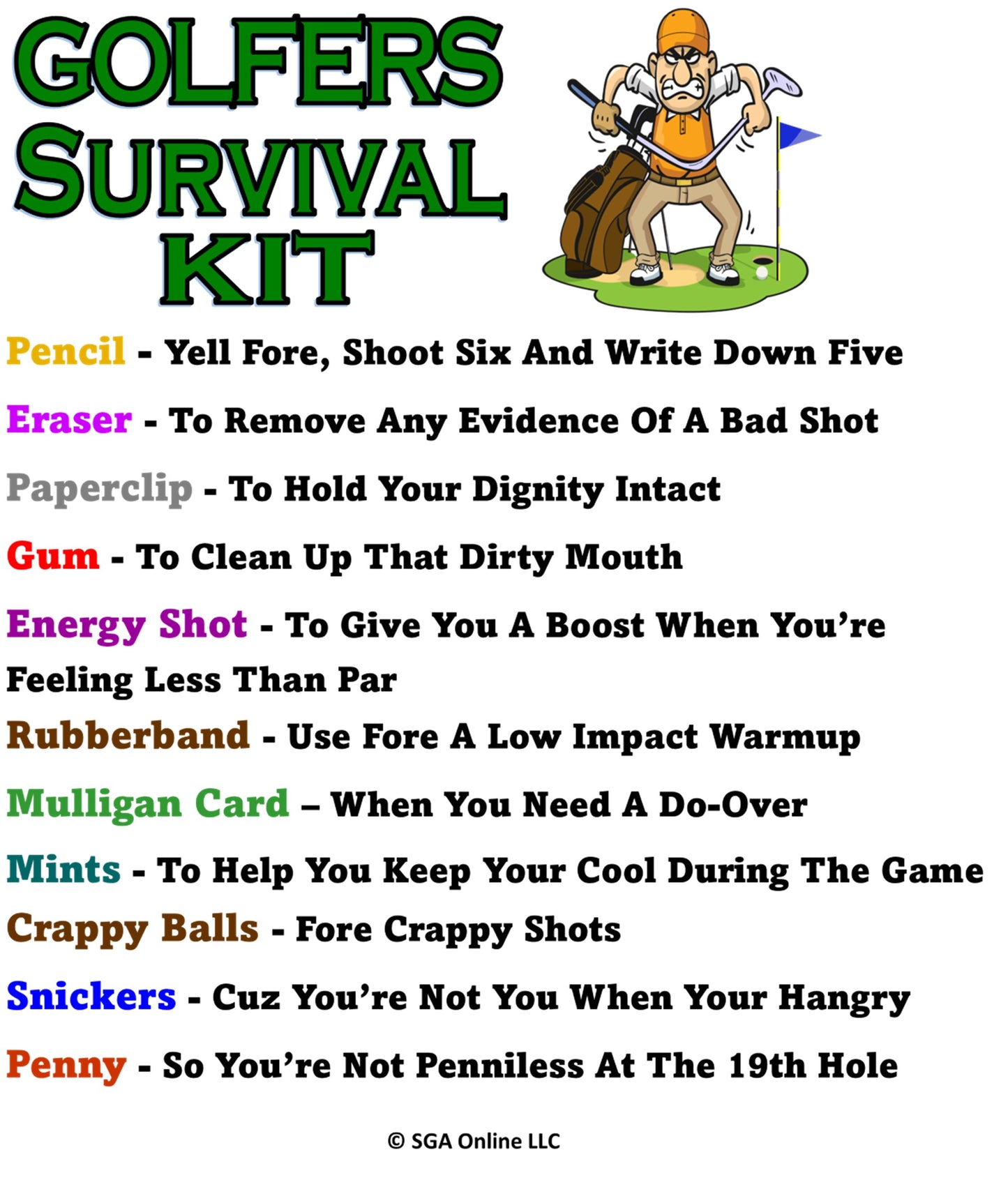 Funny Golf Survival Kit for Men