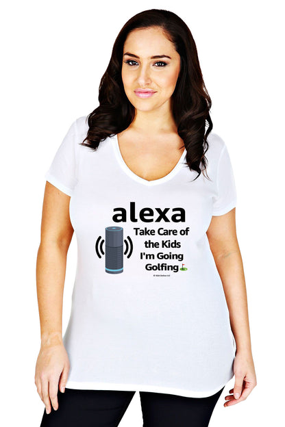 Alexa take care of the kids funny golf shirt for women